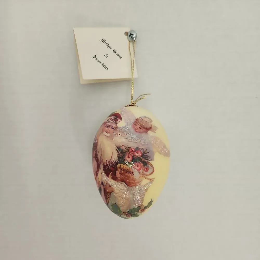 2003 Mother Goose Associates Goose Egg Christmas Ornament Santa St. Nick Angels
